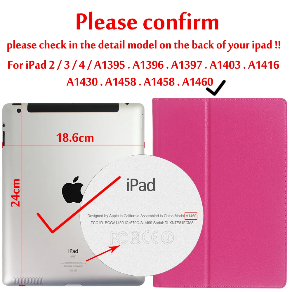 Деловой откидной Чехол для ipad 2/ipad 3/ipad 4 смарт-подставка держатель для ipad 2/ipad 3/ipad 4 Магнитный Авто Пробуждение сна чехол - Цвет: Rose Red