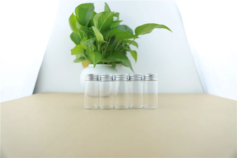 24PCS 30mm 30ml Cute Small Glass Bottles Aluminum Caps Glass Tiny Jars Vials Transparent Glass Containers Perfume Bottles (6)