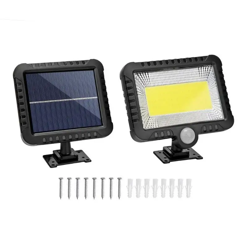 COB 100LED солнечная лампа датчик движения Водонепроницаемый Открытый Путь ночного освещения энергосберегающий Уличный настенный светильник ночное освещение