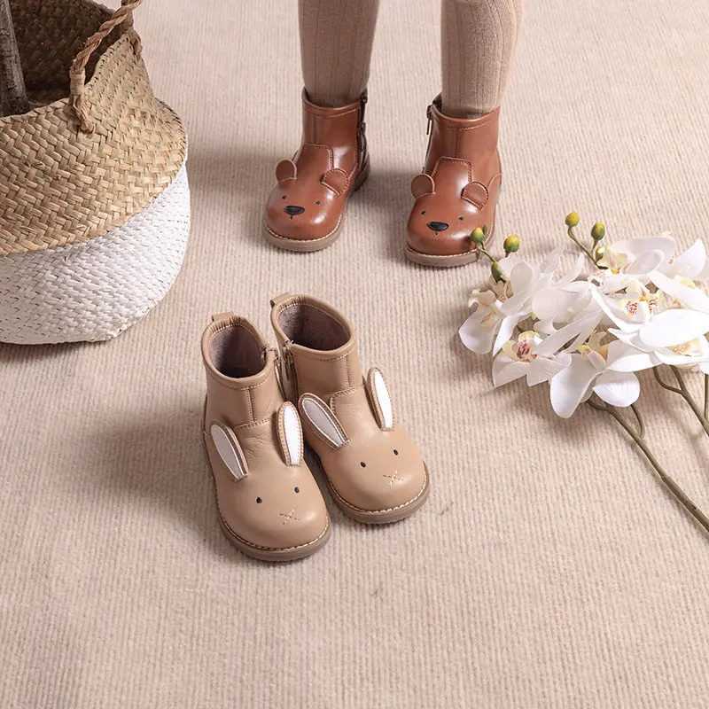 Genuine Leather Girls Boots 2022 Spring High Quelity Cute Animal Children's Shoes Soft Bottom Kids Shoes Baby Leather Sandals children's sandals