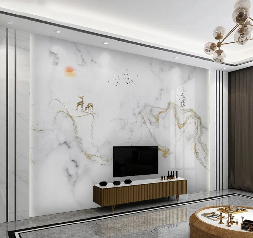 Beibehang papel де parede 3d занимаемся разработкой современной минималистский свет класса люкс ручной росписью золотая линия ТВ панно фон обои