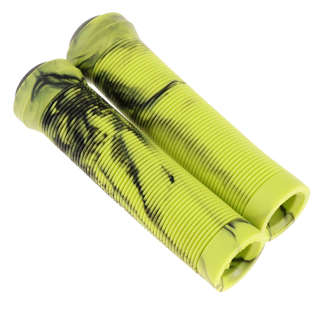 Цвет: желтый 1 Pairs Bike Bicycle Handlebar End Grips Rubber Anti-slip Handle Grip Cycling Accessories - Цвет: Цвет: желтый