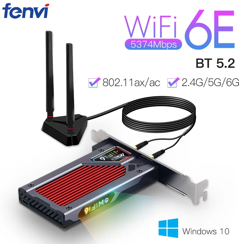 Fenvi Настольный Wi-Fi 6E AX210 PCIe адаптер 2 4 ГГц/5G/6G Bluetooth 5 802.11ax Intel AX210NGW Беспроводная Wifi6