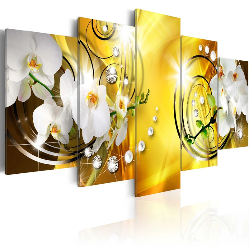 Цветы орхидеи плакаты и принты 5 панелей холст живопись Современная Настенная художественная Модульная картина настенные картины для декора гостиной - Цвет: 4128