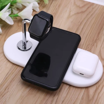 

10W Wireless Charger 3-in-1 5 Coils QI Wireless Fast Charging Pad Simultaneously Charge for Phone Smart Watch Earbud