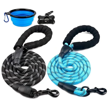 

Dog Traction Rope Nylon Rope Reflective Rope Dog Rope, with Folding Pet Bowl and Garbage Bag Storage Box Set