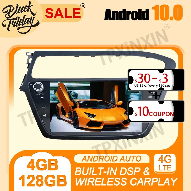 

4G+128G DSP Android 10.0 PX6 IPS Carplay For Hyundai I20 2018 RHD Multimedia Player Auto Radio Tape Recorder GPS Navi Head Unit