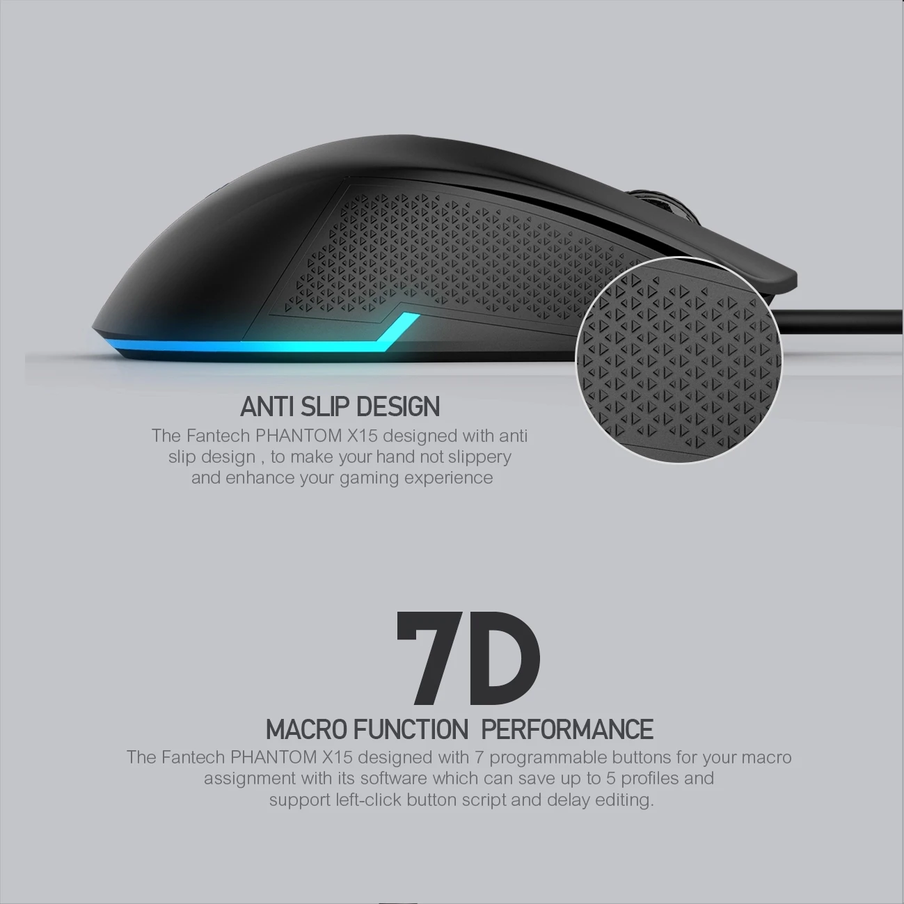 FANTECH X15 Phantom 4800DPI Wired Gaming Mouse Gamer Ergonomic Mouse USB With RGB Backlit 7 Buttons For Windows Computer Mice