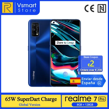 Перейти на Алиэкспресс и купить Смартфон глобальная версия realme 7 Pro, 8 + 128 ГБ, процессор Snapdragon 720G, экран 6,4 дюйма AMOLED, 4 камеры 64 мп, 65 Вт, NFC