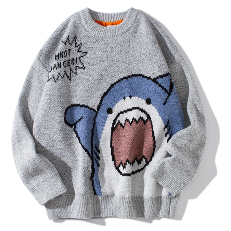 

Hip Hop Knitted Fleece Streetwear Sweater Men Autumn Winter Harajuku Vintage Cute Cartoon Women Cotton Pullover Hipster Unisex