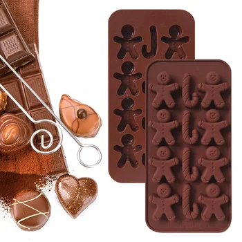 

2020 Christmas Gingerbread Man Christmas Series Silicone Mold Fondant Cake Mold Chocolate Candy Clay Mold Kitchen Cooking Tools