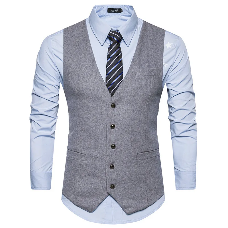 Ouma New Style Slim Fit Suit Waistcoat Men England Suit Vest Casual Business Waistcoat Men's G1-mj107