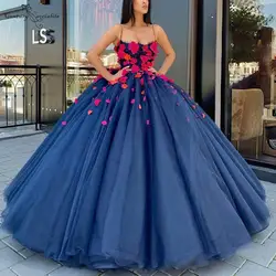 Милое 16 платье бальное платье Бальные платья 2019 спагетти корсет сзади 3D цветы день рождения платья Vestido De Debutante