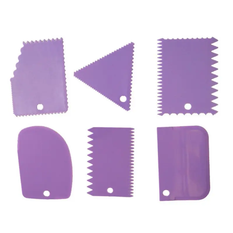 purple 6 шт. нож для выпечки, лезвие для торта, пластмассовая лопатка для торта, торта, слайсер для хлеба, выпечка скребок для инструментов - Цвет: purple
