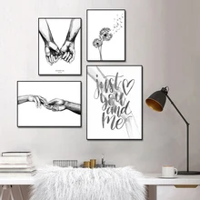 

Black and White Love Holding Hands Canvas Painting Wall Art Pictures Nordic Posters And Prints Living Room Corridor Home Decor