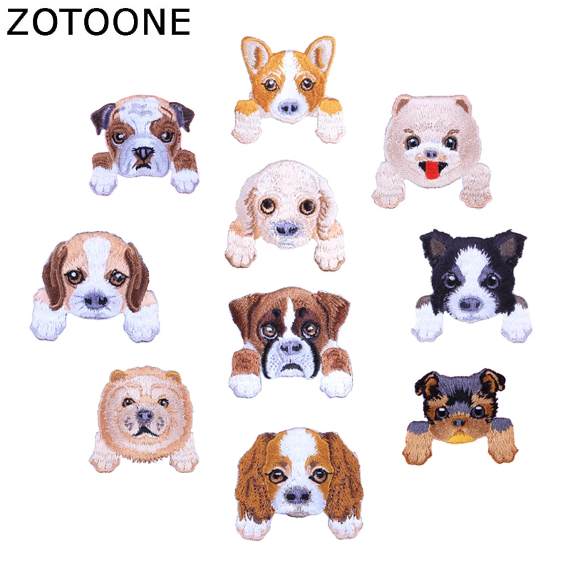 

ZOTOONE 10pcs /Lot Random Dog Fashion Embroidered Patch Heat Transfers Iron on Patches for Stickers Clothing Flip Cloth DIY H