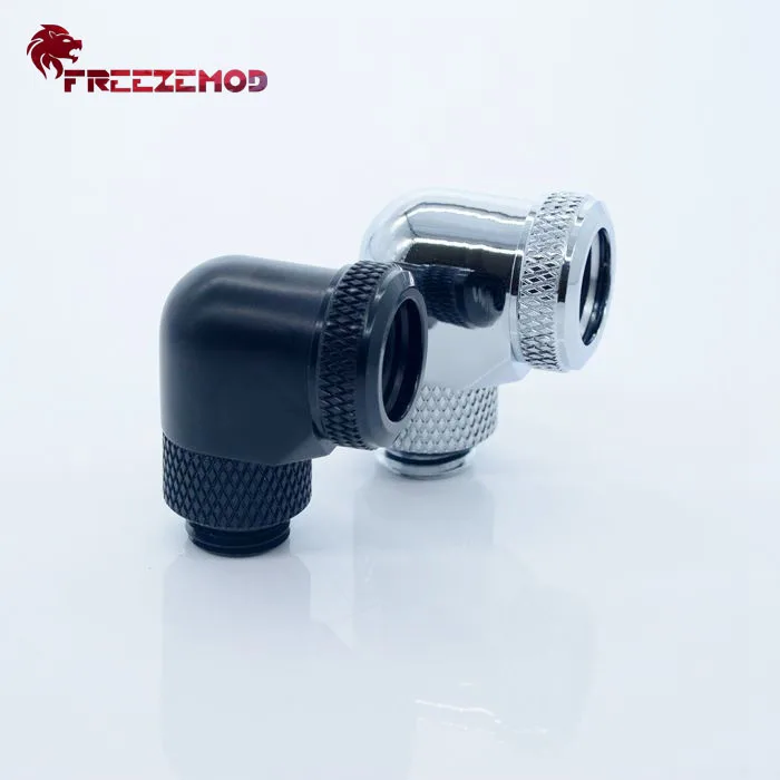 

FREEZEMOD Brass thread 90 degree 360 Rotary Fitting Adapter 14mm hard tube G1/4 computer pc water cooler fitting. YGKN-L90