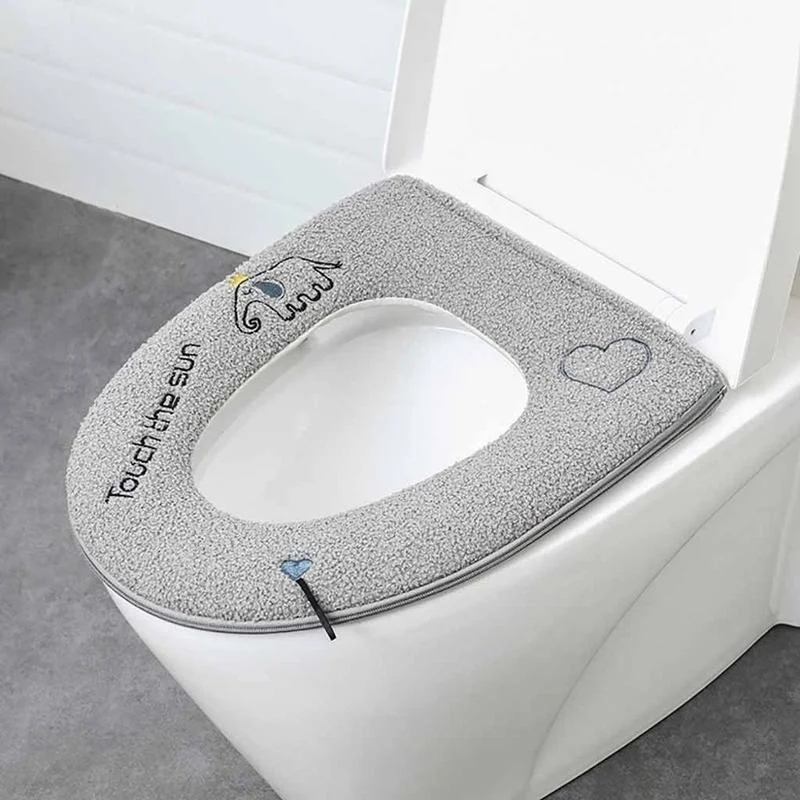 Housse De Siège De Toilette Douce Et Épaisse - Lavable, Ajustable Forme O - Pour Éviter Le Froid En Hiver - Taille Standard