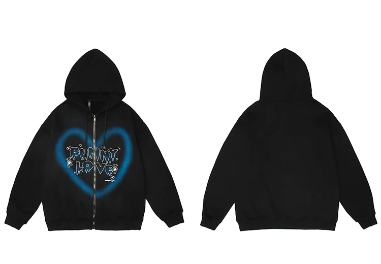 Blue Heart Bunny Love Zip-Up Hoodie H2bf1b9ab74c94c23a87e4a23fa469a73P