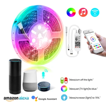 

EeeToo Smart Wifi LED Strip Light Waterproof RGB Tape DC12V Ribbon Diode LED Night Light APP Remote Control Work With Echo Alexa