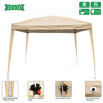 

Pop up Folding Canopy Tent, with Carry Bag, Home Use Outdoor Camping Waterproof Tent, 10x10 FT