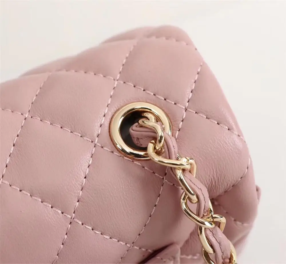 Новая модная женская сумка из овчины высокого качества, роскошная классическая женская сумка на цепочке - Цвет: Pink