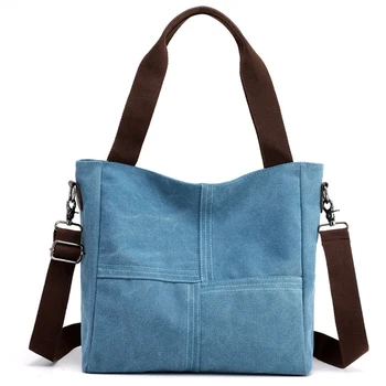 

Women Style Solid Zipper Bags Literary Simple Messenger Bag Canvas Bag Shoulder Bag Blue