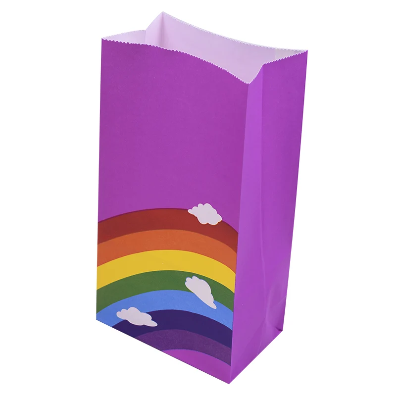 rainbow-purple 5/10 шт. Stand Up Бумага сумка в разноцветный горошек для конфет с открытым верхом вечерние сумка цветной подарочной упаковки Еда хранения 23,5x13x8 см - Цвет: rainbow-purple