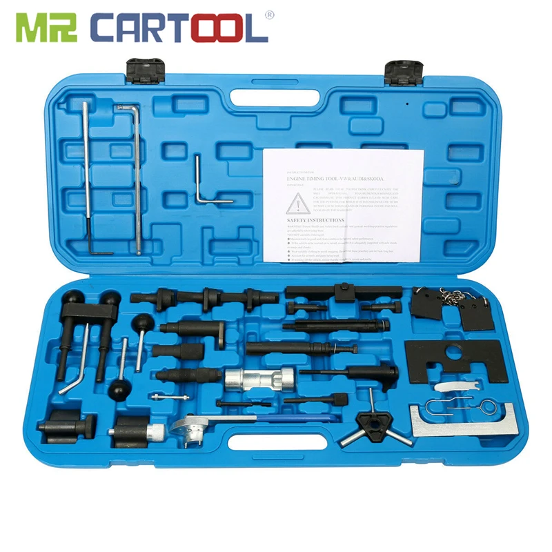 

MR CARTOOL Petrol Diesel Engine Timing Belt Replacement Tool Set For VW Audi Vag Engine Timing Adjusting Locking Camshaft Timing