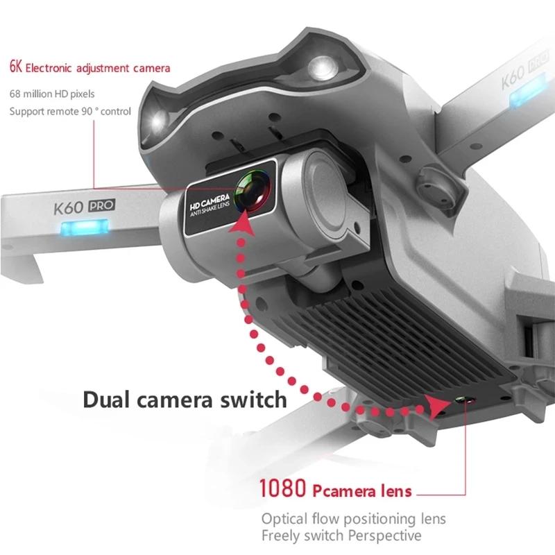 US $105.28 Drone K60 Pro Gps 6k 5g Hd Camera System Two Axis Gimbal Camera Brushless Motor Drones Stabilier Distance 12km Flight 30 Min