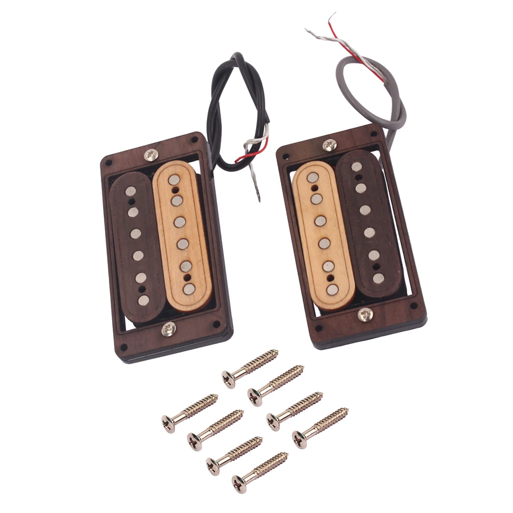 Hand Wound Maple Wood Bridge Neck Pickup Humbucker for Fender Style Guitar Instrument Accs