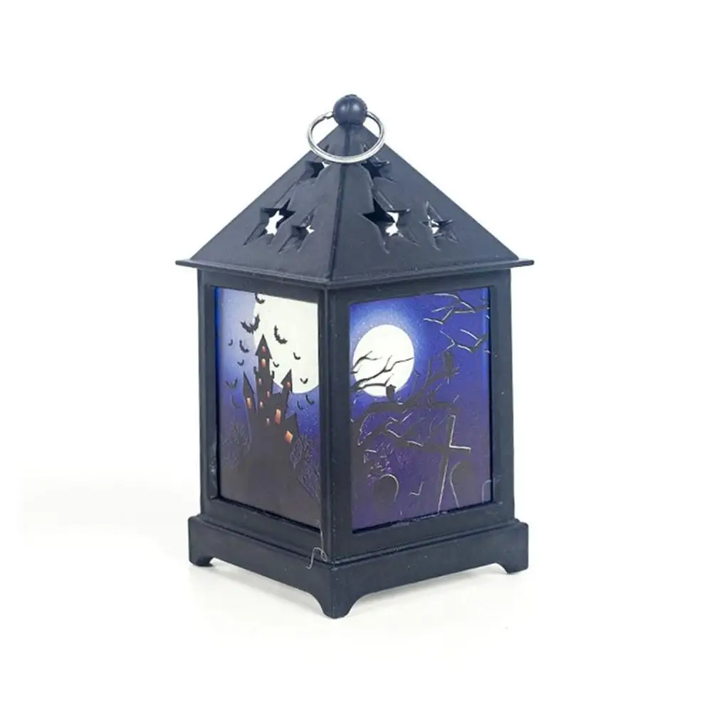purple Halloween Decoration Props Led Candles Light Vintage Castle Bats Pumpkin Lantern Flame Lamp Scary Halloween Party Supplies - Цвет: purple