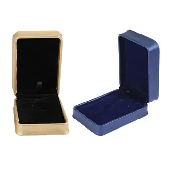 

2pcs Premium Jewelry Boxes Charming Gift Boxes PU Jewelry Gift Case for Wedding Banquet Party (Pendant Box, Golden, Blue)