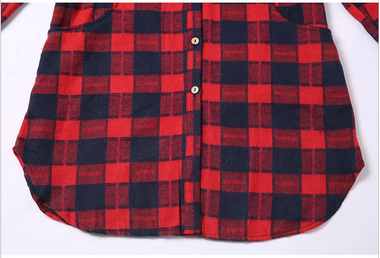 Большие размеры, M-XXXL, хлопок, в клетку, весна-осень, стильные, модные, средний стиль, Женские топы с длинным рукавом, женские рубашки, AU0052