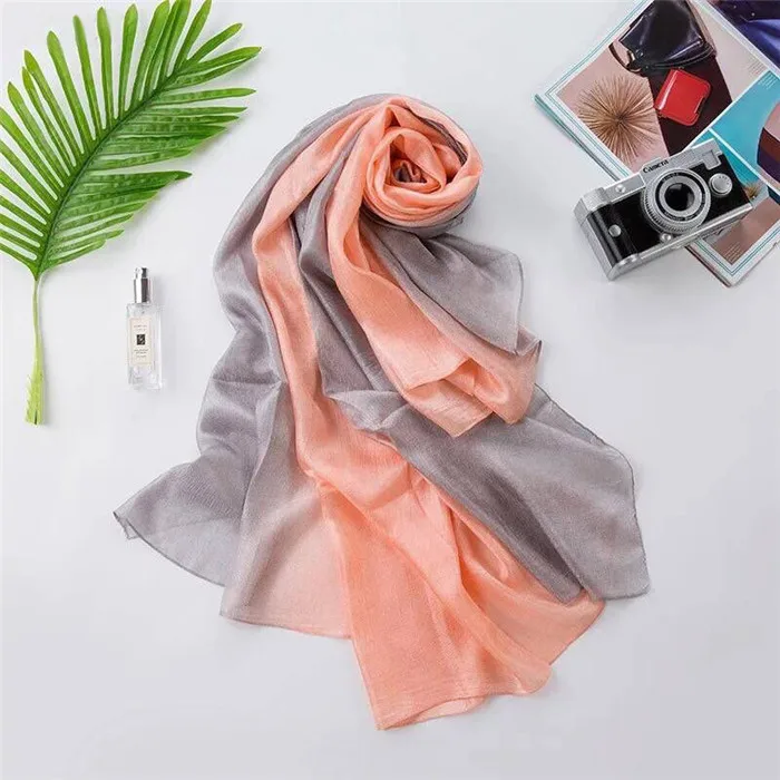 Модный женский шарф градиентный цвет пашмины foulard солидный галстук-бабочка шарф 10 шт./партия - Цвет: Серый