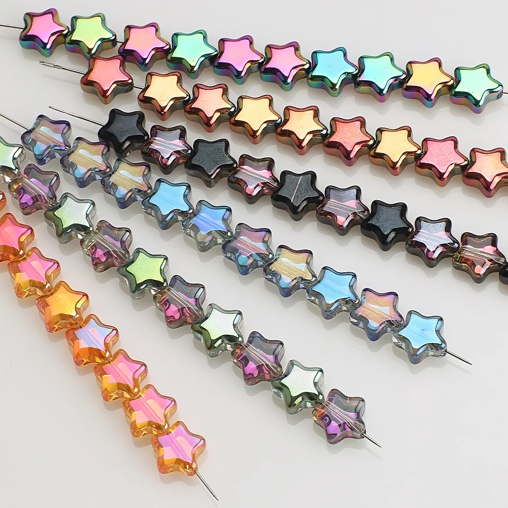 50Pcs New Glass Star Beads 8mm Crystal Star Pendants Jewelry