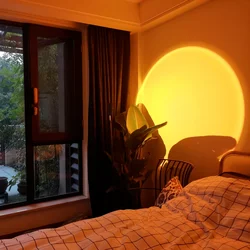 Lámpara de proyección de atardecer de arco iris mejorada, lámpara de ambiente, decoración de pared de fondo para cafetería y hogar