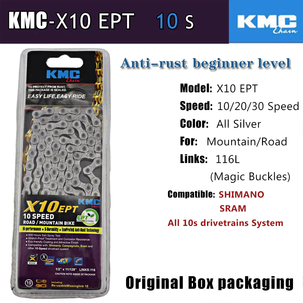 X10 EPT KMC X8 X 9 10 11 S EPT EL Z9 скоростной горный шоссейный велосипед полый золотой серебряный цепь для SRAM велосипедный маховик MTB части - Цвет: X10 EPT