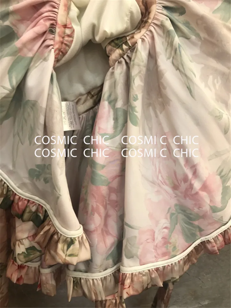 Cosmicchic Подиум Сексуальное цветочное вечернее платье с длинным рукавом с открытыми плечами асимметричное винтажное Плиссированное пляжное короткое платье в стиле бохо