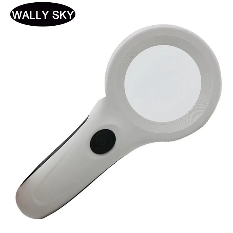 UV LED Handheld Magnifier 8 LED Illuminated Magnifying Glass with Skid Proof Handle Magnifier for Reading Currency Detecting 4X