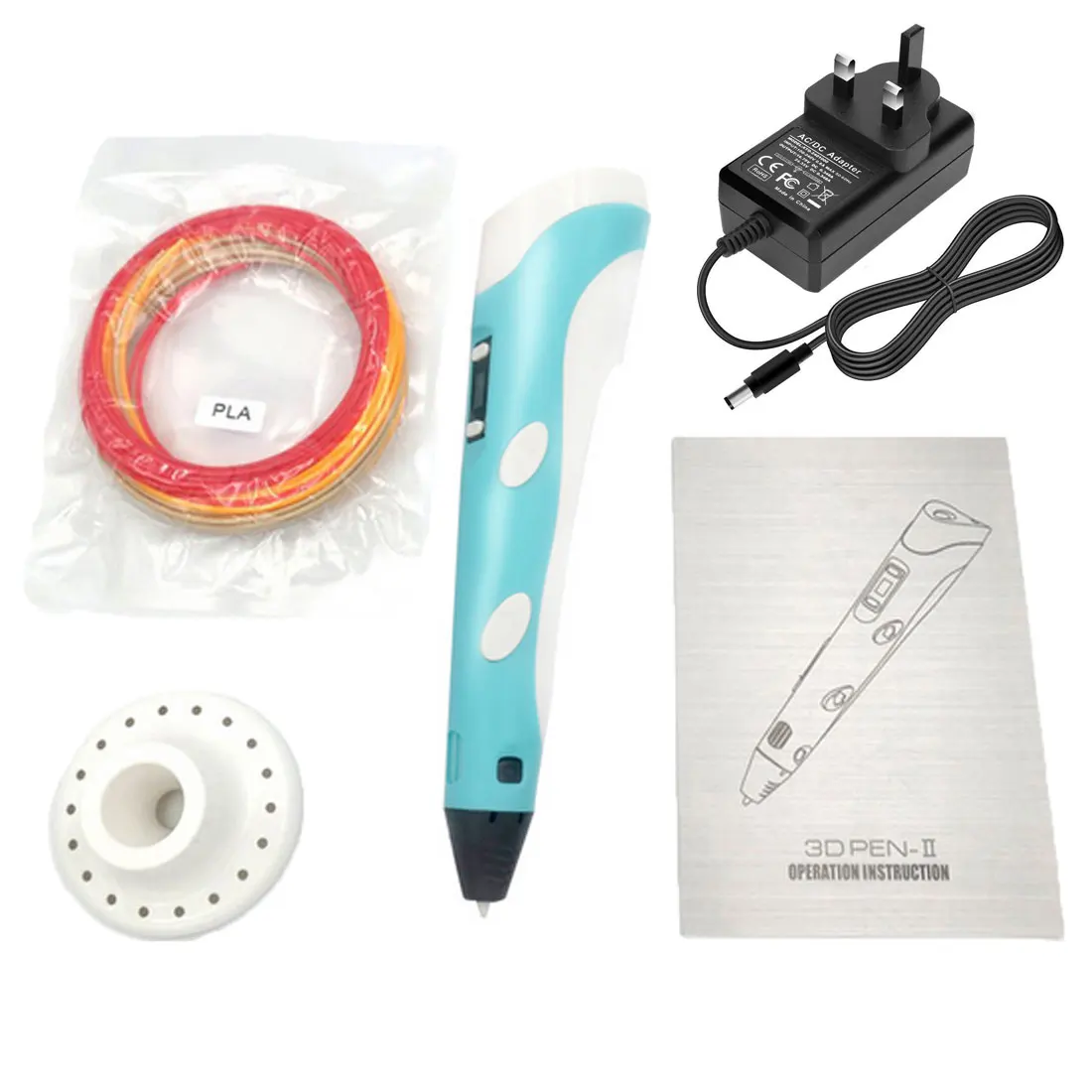 BLUEUKplug 3D печать ручка пластиковая DIY трехмерная картина игрушка 3D Ручка детский дизайн рисунок креативная игрушка подарок - Цвет: BLUEUKplug