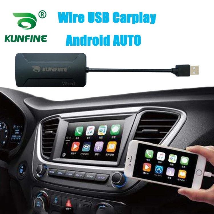 KUNFINE Wireless Wire Apple CarPlay Dongle for Android Car stereo Unit USB Carplay Stick with Android AUTO (1)