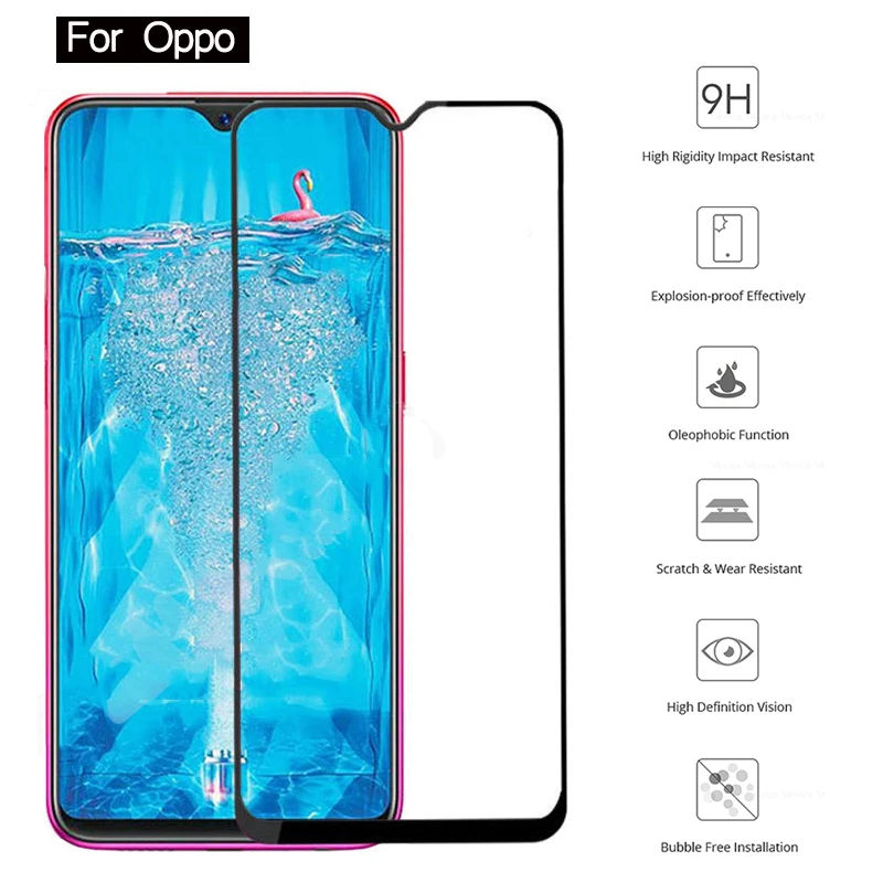 Защита экрана для OPPO F9 Pro Полное покрытие закаленное стекло Oppo Realme 5 5Pro Q X Lite 9H