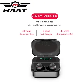 

MAAT fashion Tws Touch Control Bluetooth 5.0 In-ear Earphone IP7 Wireless 6D Stereo HiFi Wireless Earbud Earpiece for Smartphone