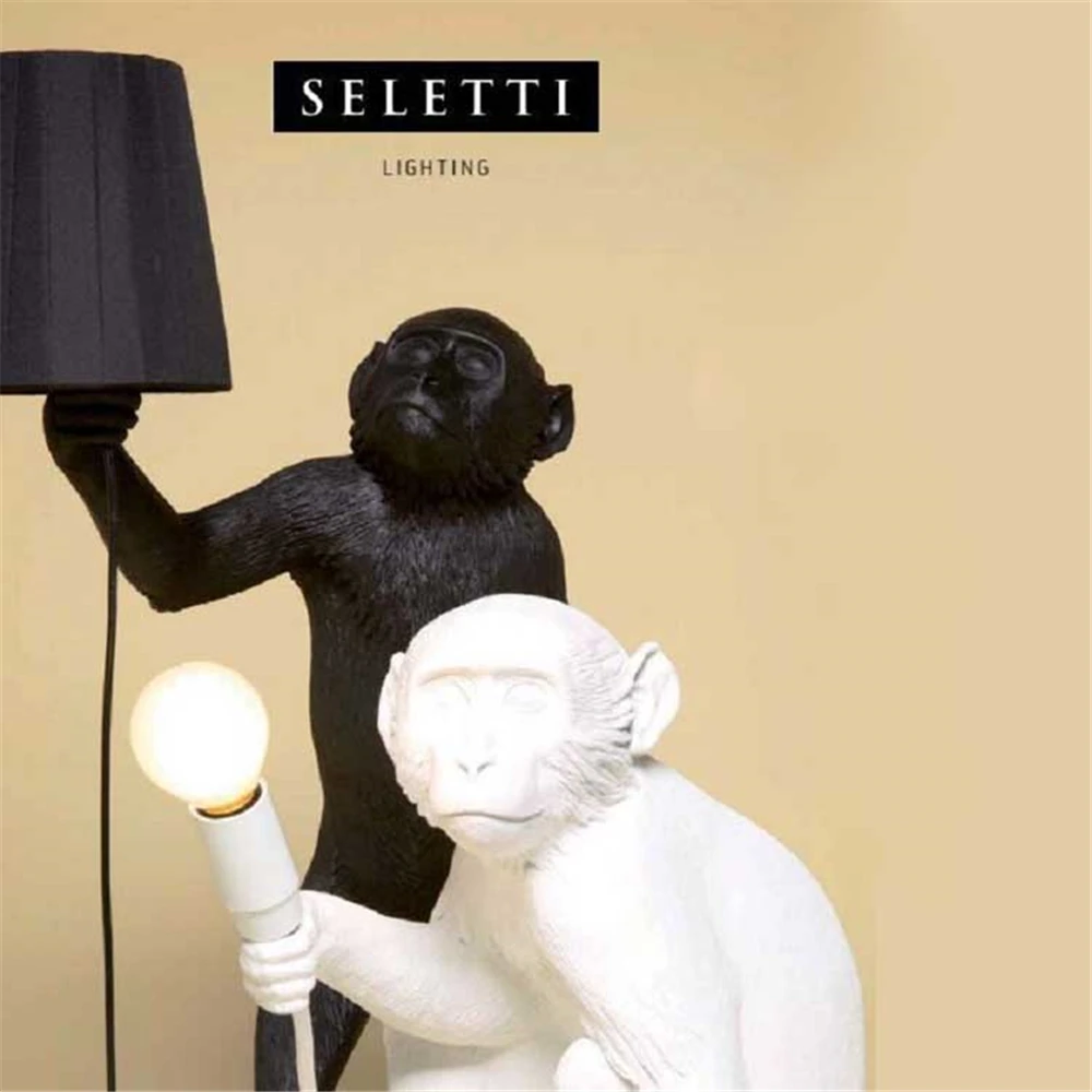 SELETTI Современная черная лампа в форме обезьяны пеньковая веревка Подвесные светильники Американская страна Смола Лофт промышленный подвесной светильник домашний декор