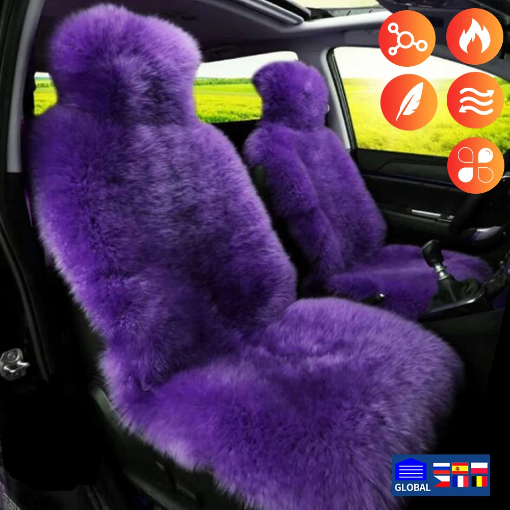 Sheepskin Fur Car Seat Covers Universal Long Wool Fur Car Seat Covers  Cushion For Man Women For Front Car Seat Covers Faux Fur AliExpress