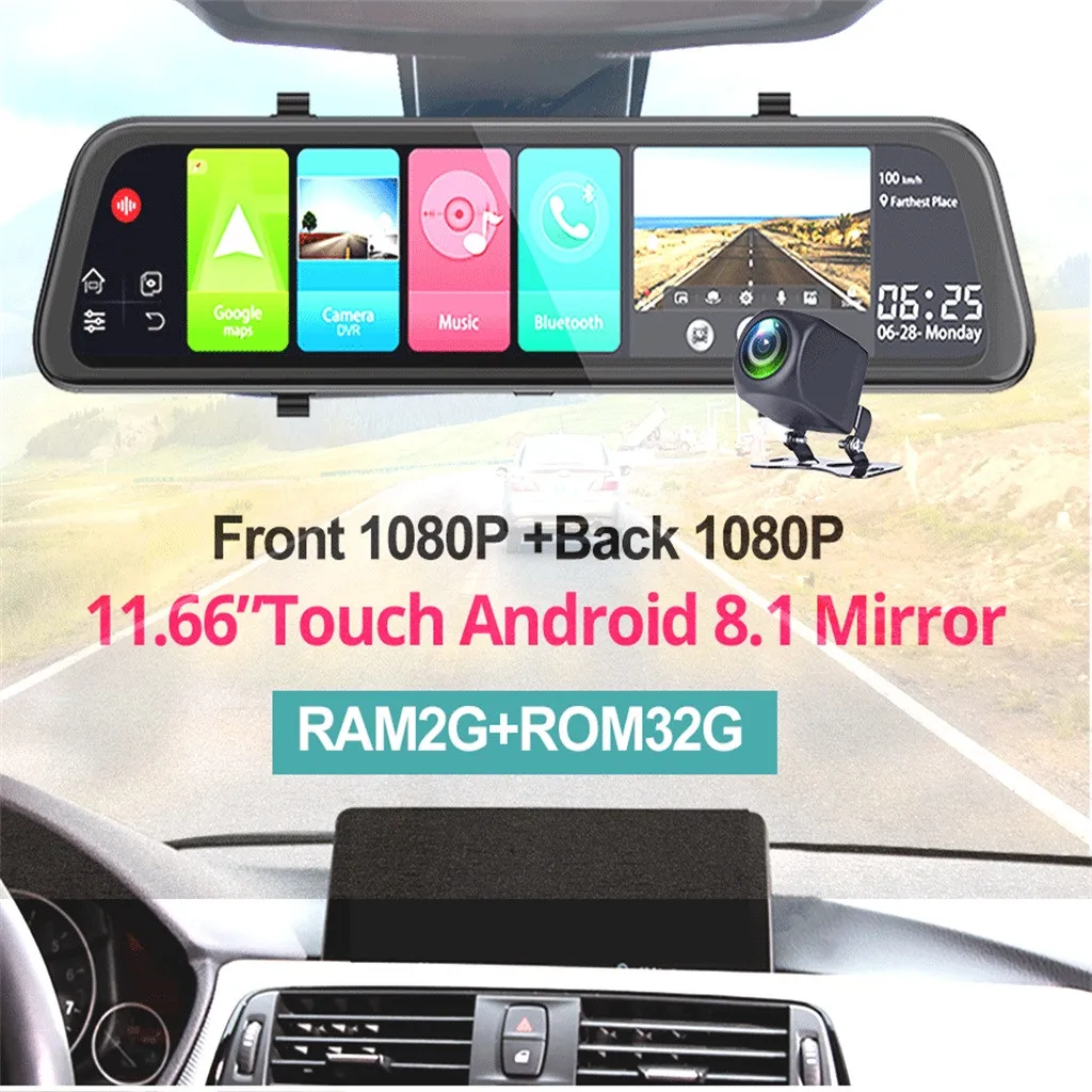 4G Автомобильный видеорегистратор, камера gps Android 8,1, автомобильная зеркальная камера заднего вида, смарт-видеорегистратор, Wi-Fi, gps, Bluetooth, Full HD, 1080 P, видео рекордер