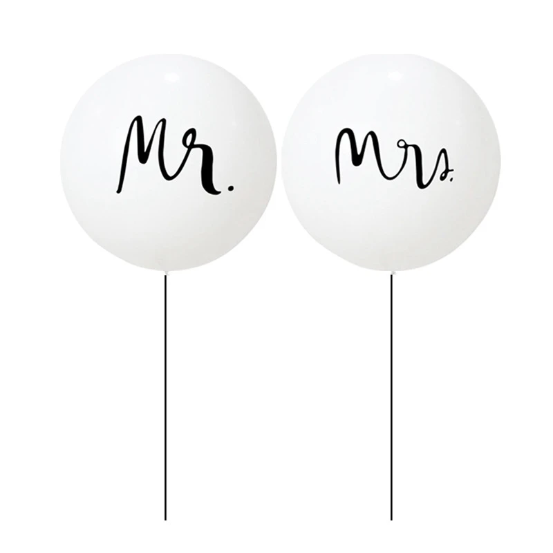 Белые латексные шары Mr Mrs для свадебной вечеринки, украшения для невесты, вечерние шары 36 дюймов с цветком S