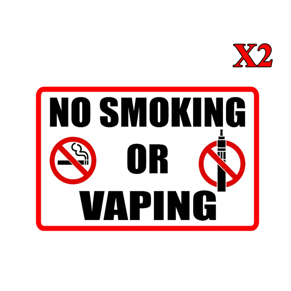 5X3In No Smoking No Vaping Window Adesivi In Vinile Testo Per Auto, Taxi, Campeab, Van Segnali Di Avvertimento Decalcomania 2 Pezzi