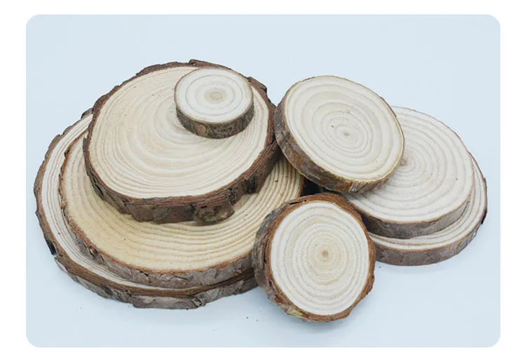 Multiple Size Natural Unfinished Round Wood Slices Circles Wooden Chips For DIY Craft Wedding Birthday Party Painting Decoration